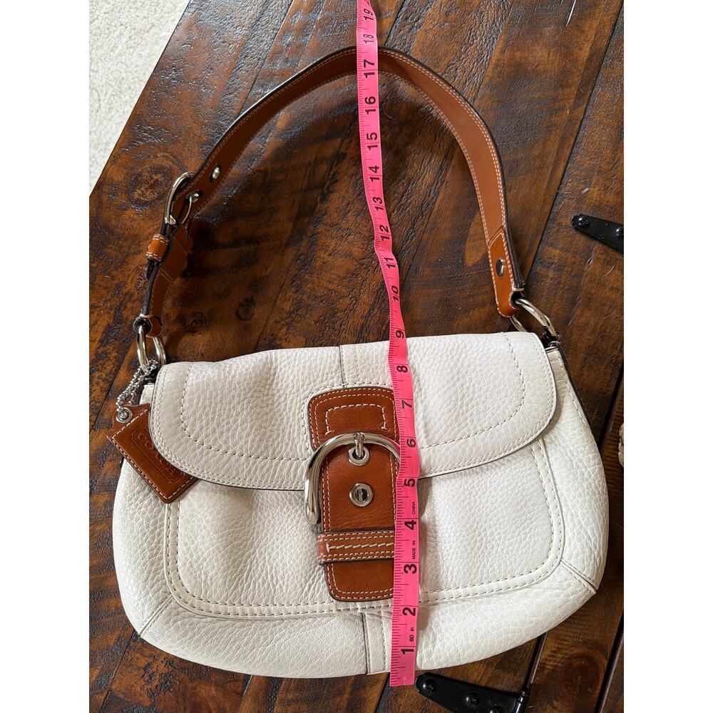 Coach Hampton Soho Satchel Purse Ivory Pebbled Leather Y2K Old Money 90s Luxury - Picture 8 of 12